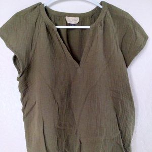 Olive Green Flutter Sleeve Top